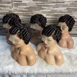 pi xie cut wig  13*4 lace 100% human  hair 非洲羊毛卷前蕾丝