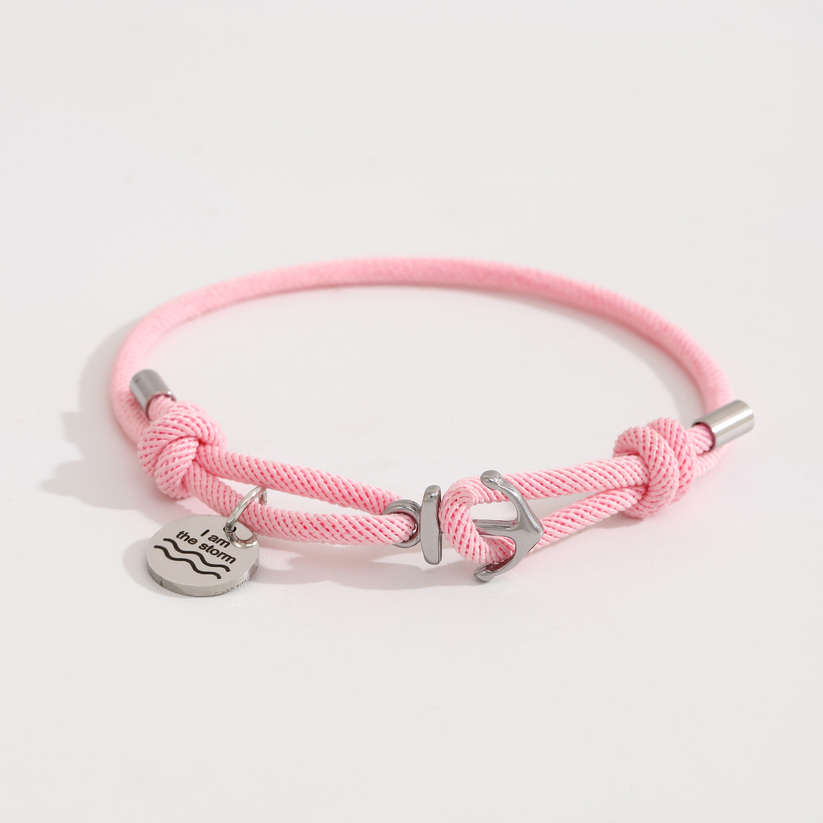 Round Anchor Milan Pink Bracelet Silver Accessories