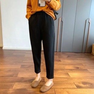 One-piece velvet Hallen pants women's 2023 winter thickened fleece-lined soft slim casual pants radish pants super warm pants women's