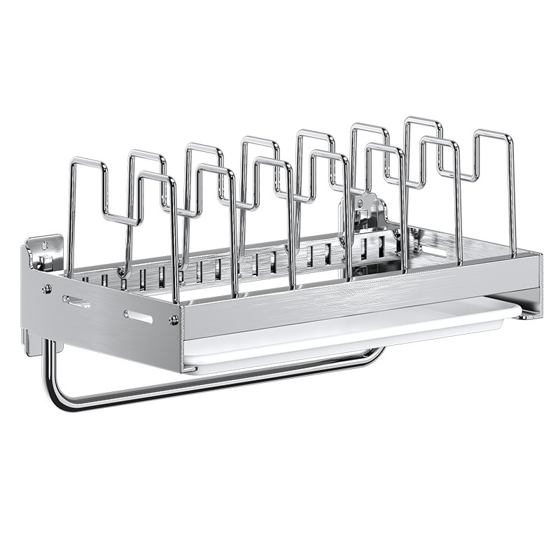 卸売ポット収納ラック多機能調節可能なキッチンポット蓋まな板収納ラックキャビネットテーブル壁ポットラック|undefined