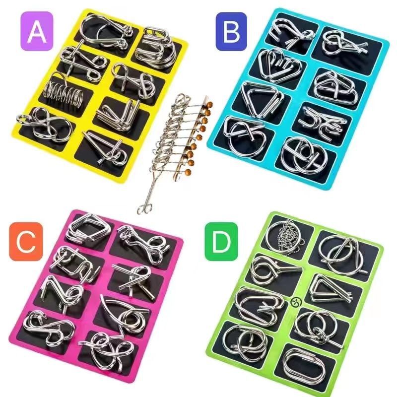 Hebilla de anillo de desmontaje de ocho piezas ABC venta al por mayor de 8 piezas de 24 piezas juego completo de nueve hebilla intelectual de juguete educativo de metal de cadena