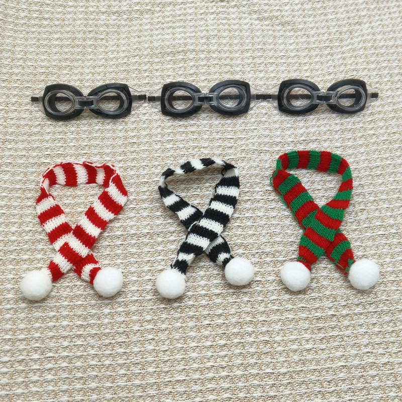 Кукла маленький шарф вязаный шерстяной нагрудник Рождество Хэллоуин Красные и Белые Красные Зеленые Черно-белые Мини-декоративные шарфы