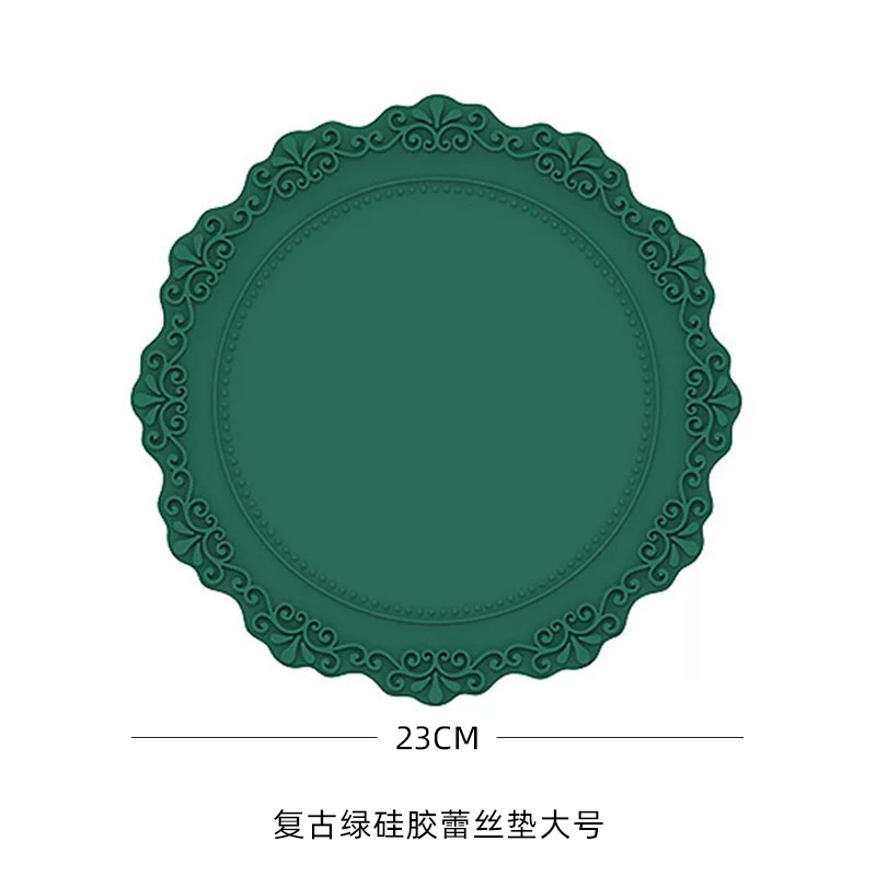 레트로 그린 실리콘 레이스 쿠션 대형