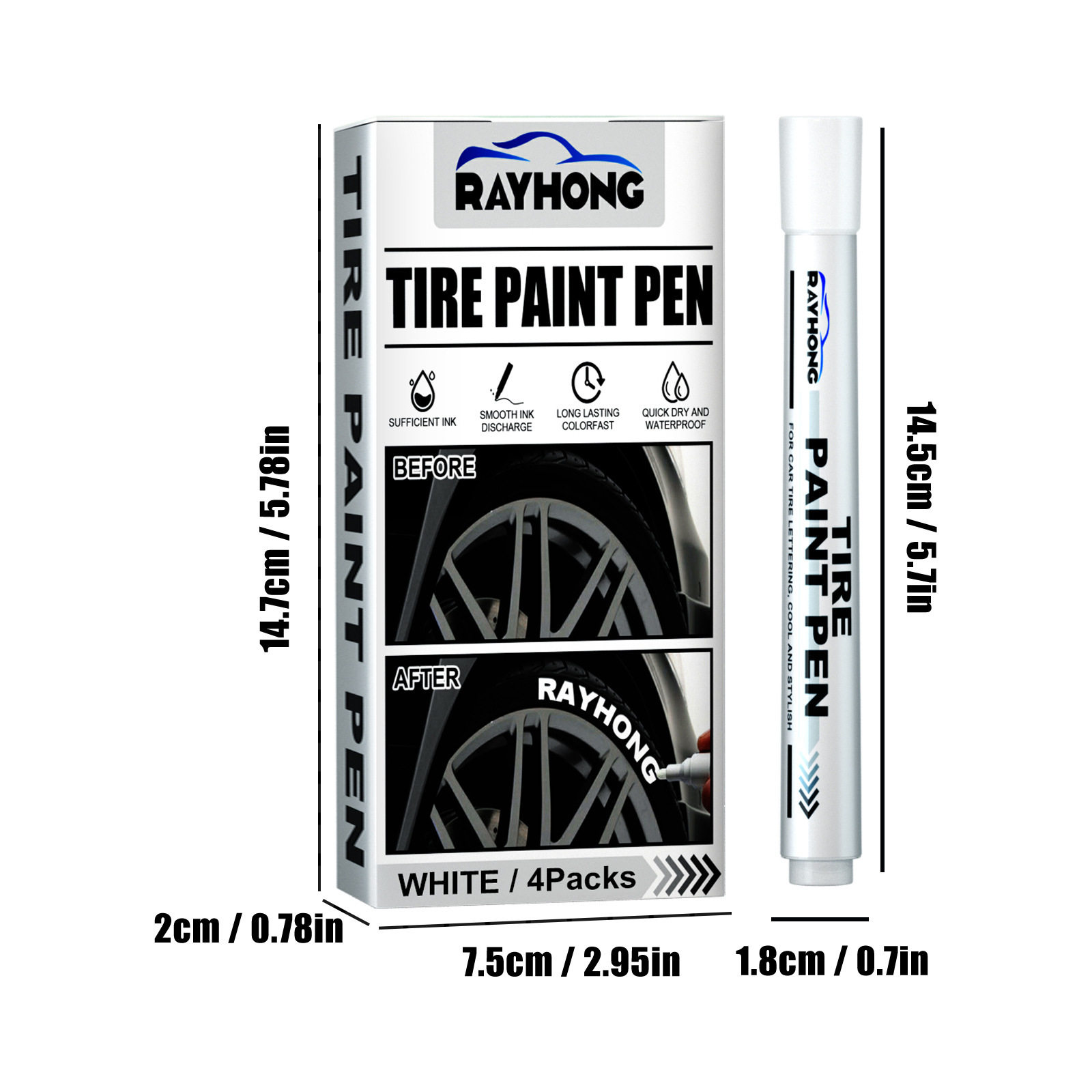 Rayhong tire paint pen car tire letter pen decoration modification supplies graffiti tire marker pen