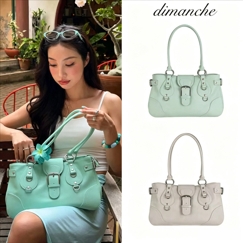 2026 New Korean Dimanche Retro Large-Capacity Shoulder Bag Handbag Motorcycle Bag Commuter Women's Bag in Stock