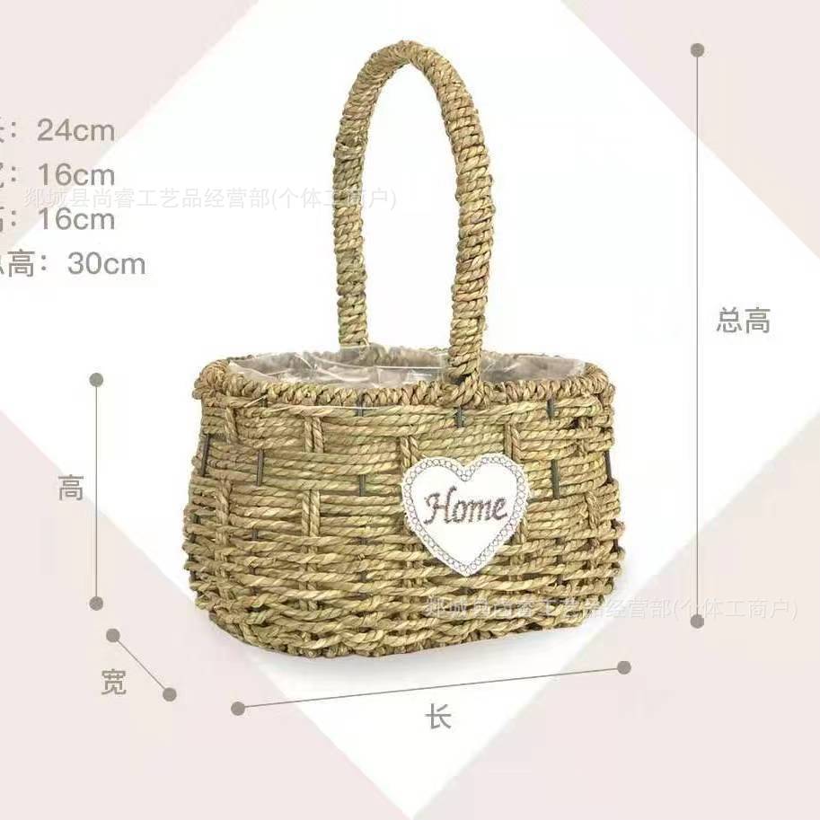 Cestas de flores tejidas a mano tejidas de paja bambú tejidas de flores tejidas a mano imitación de vid y fruta huevo caja de regalo cesta pastoral