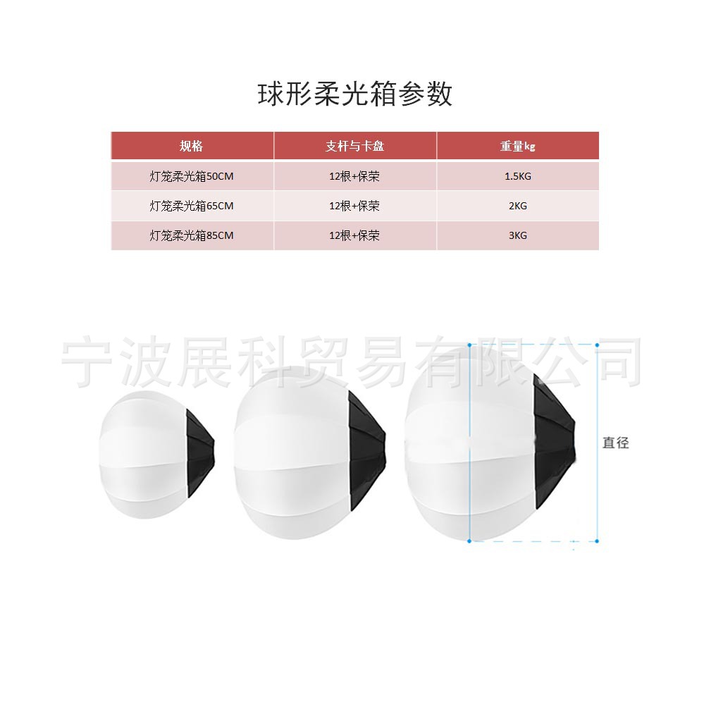 球形柔光箱参数1