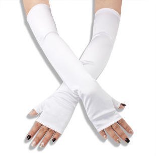Halloween Satin Long Gloves Black Vintage Elegant Gloves Show Evening Dress Gloves