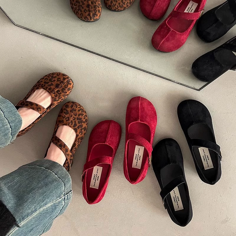 Женские туфли на плоской подошве с леопардовым принтом, осень 2022, новые модные туфли Мэри Джейн в стиле французского ретро с квадратным носком и толстым каблуком с пряжкой в одно слово