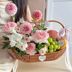 フランスの花かごの果物の手提げかごの生け花のかごのDIYプレゼントの贈り物の生け花の箱の竹編みの贈り物の箱の生花の包装