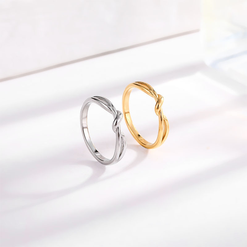 Simple Fashion Endless Tie Nodule Titanium Steel Ring Women's Niche Design Advanced Sense Tiktok Internet Celebrity Same Style Accessories Simple Fashion Endless Tie Nodule Titanium Steel Ring Women's Niche Design Advanced Sense Tiktok Internet Celebrity Same Style Accessories