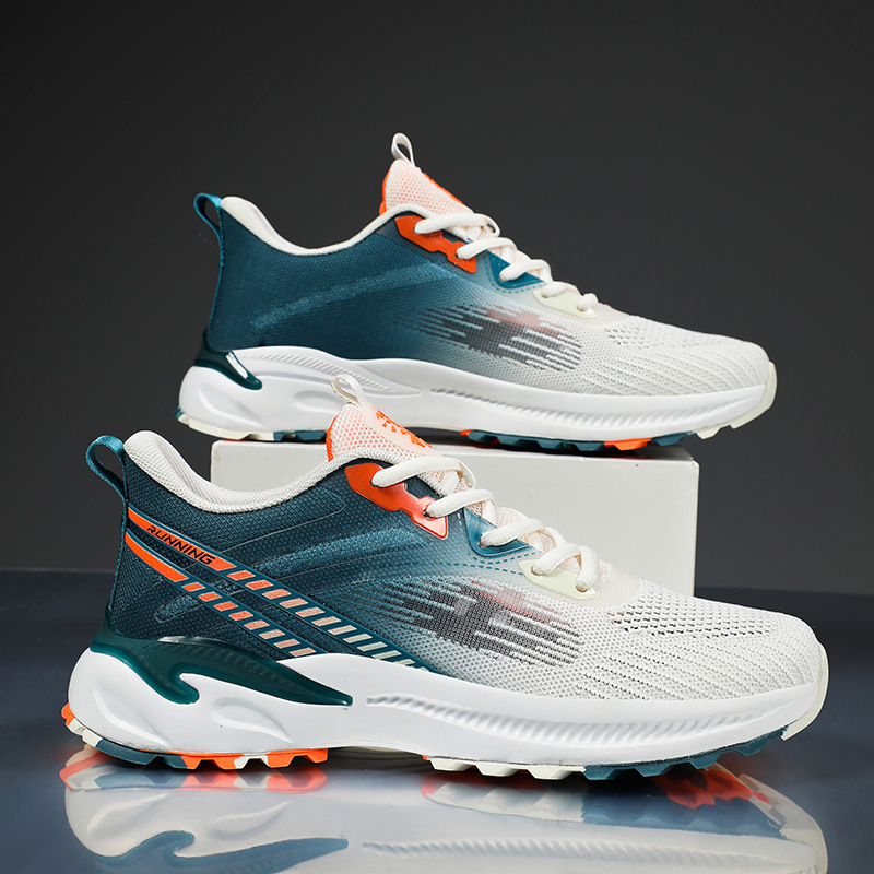 Calzado deportivo de talla grande para hombre, zapatos para correr de tejido volador transpirables de otoño e invierno, zapatos para correr ultraligeros de otoño para estudiantes de secundaria