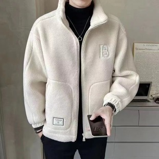 2023 new clothing men's cashmere coat fleece-lined thickened coat men's autumn and winter boys' leisure clothes fashionable coat