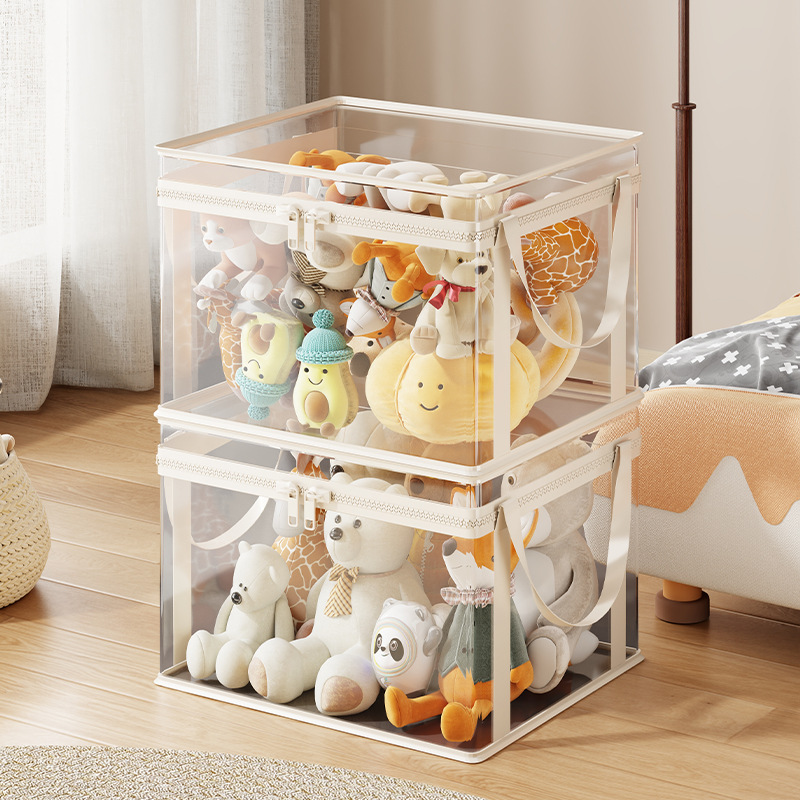 Cilindro Organizador de Juguetes de Peluche de Plástico y Tela, Transparente, Gran Capacidad, para Muñecas
