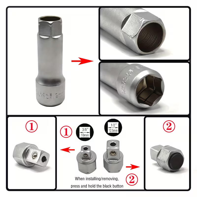 17-Piece Set of Through-Hole Ratchet Sockets, Toothed Through-Hole Sockets, 12-Point Perforated Sockets, Disassembly Tools, Multi-Functional Sockets
