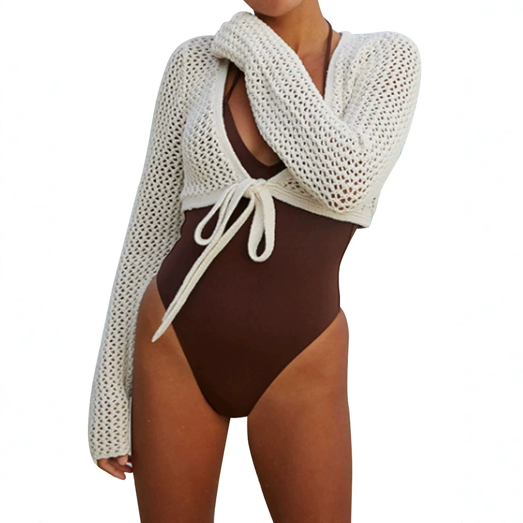 Внешняя торговля Трансграничная Европа, Европа и Амазонка Источник Женский трикотажный пляж с полыми рукавами блузка с длинными рукавами