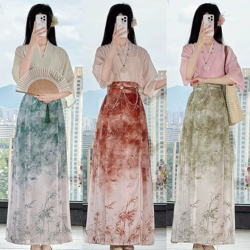 Оригинальная летняя юбка Mamian в китайском стиле Hanfu с короткими рукавами в китайском стиле династии Мин, повседневная тонкая кроличья шерсть Jianyu.