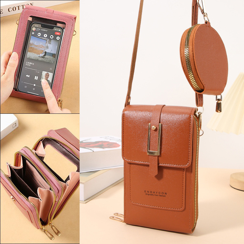 Factory direct sales of new transparent touchscreen phone bag, trendy and simple crossbody small bag, women's phone bag, coin purse, vertical style.