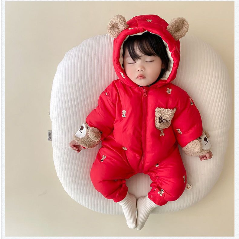 Mono de bebé invierno más terciopelo engrosamiento mameluco para bebé mameluco estilo de invierno abrigo de algodón súper lindo ropa acolchada de algodón ropa exterior