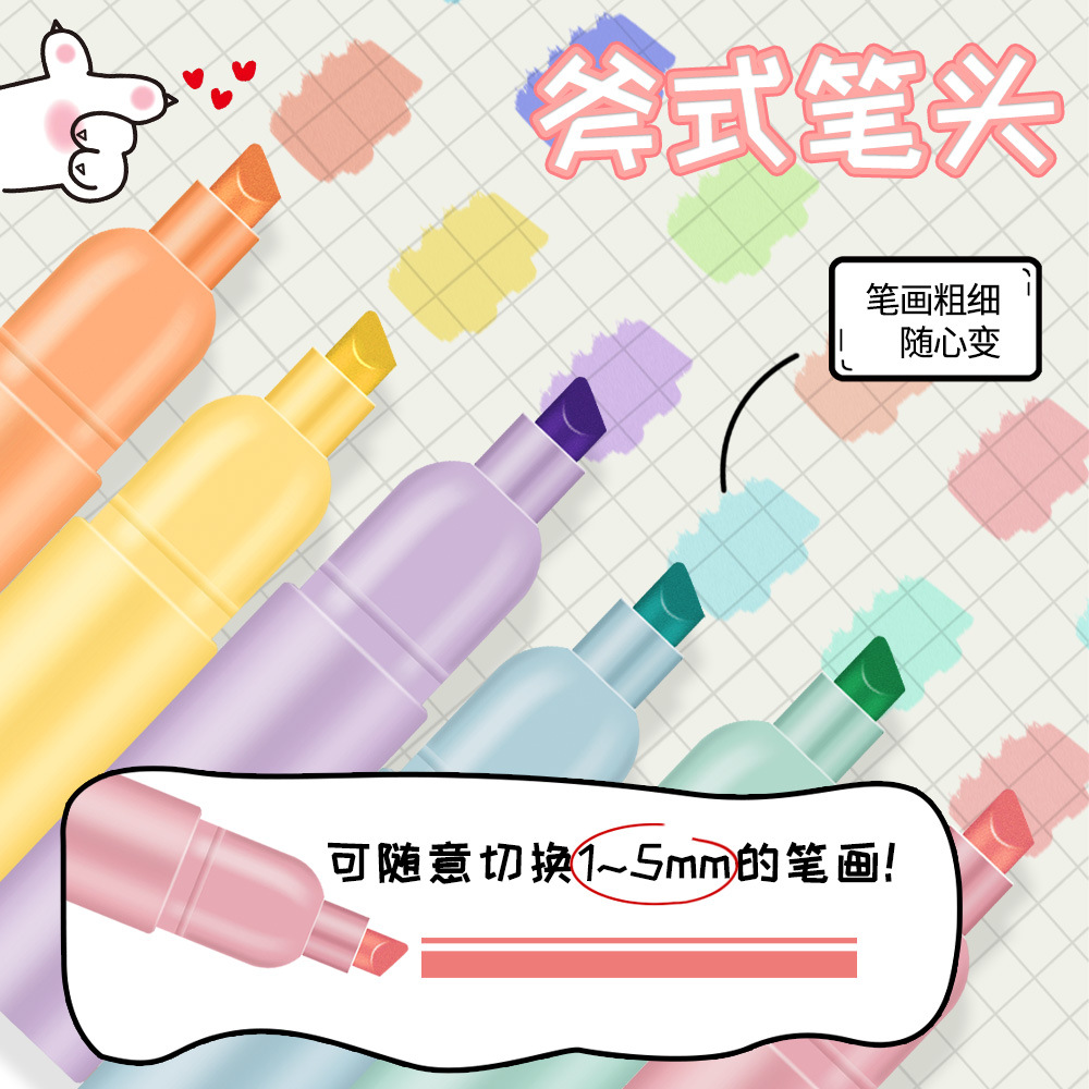 Nuevo cristal gato garra 6 colores resaltador de lápiz de dibujos animados garra de gato diy graffiti marca de línea lápiz de contabilidad