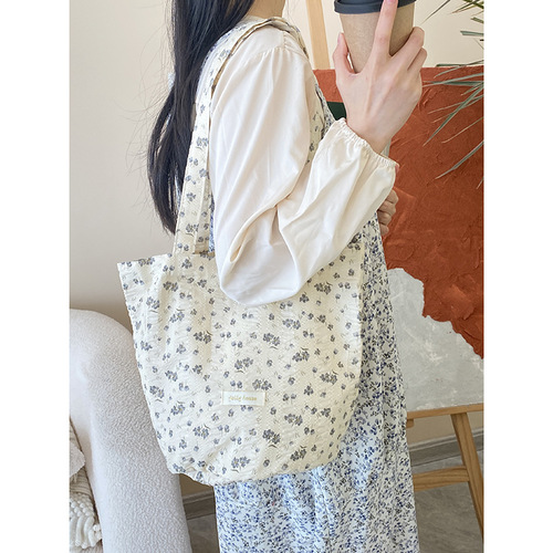 Yeyu/Korean style ins small floral fairy bag large capacity tote bag women's bag casual canvas bag bag women
