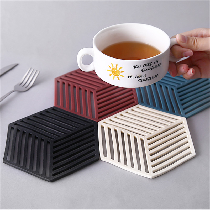 Hogar mesa de comedor taza de té geométrica estera de aislamiento cocina Nordic tazón estera de la placa creativa engrosada placemat montaña