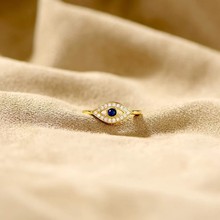 欧美热销铜镀18K金恶魔邪恶眼睛戒指女个性百搭开口食指环手饰品