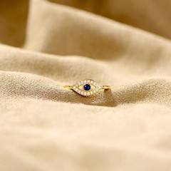 ヨーロッパとアメリカの売れ筋銅メッキ 18K ゴールド悪魔邪眼リング女性のパーソナライズされた多用途オープン人差し指リングハンドジュエリー