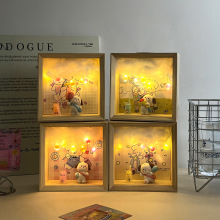 新款小夜灯卧室儿童伴睡灯小狗云朵DIY彩珠夜灯带暖灯亚克力摆件