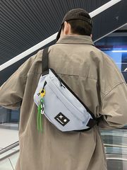 斜挎包潮牌男士胸包手機腰包日系簡約輕便單肩包女休閒運動小背包