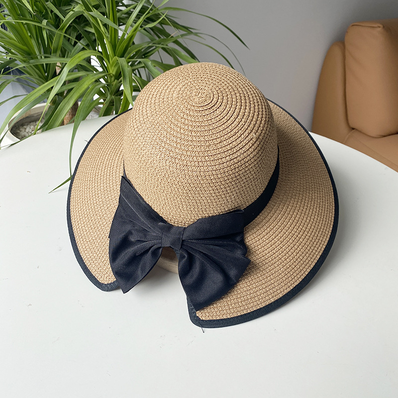 Straw women s new style rear slit big bow sun travel vacation beach hat summer large eave anti_voghion.com