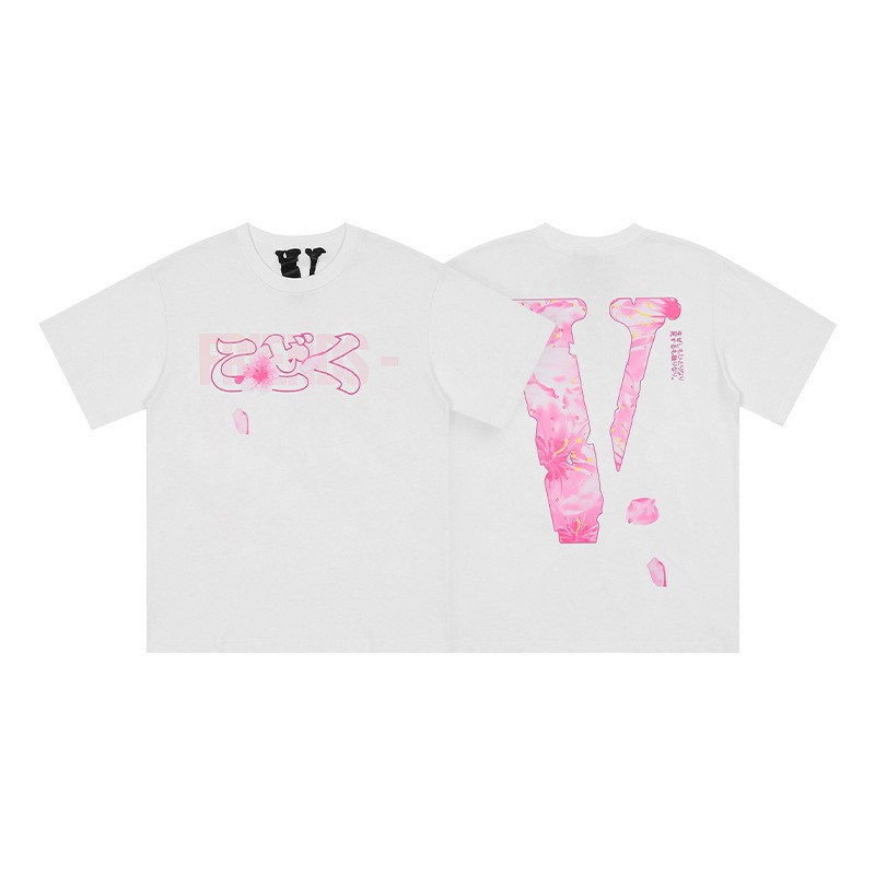外単VLONE FOG潮牌大v字母Logo桜半袖スケッチ刺繍唇印落書きプリントtシャツ|undefined