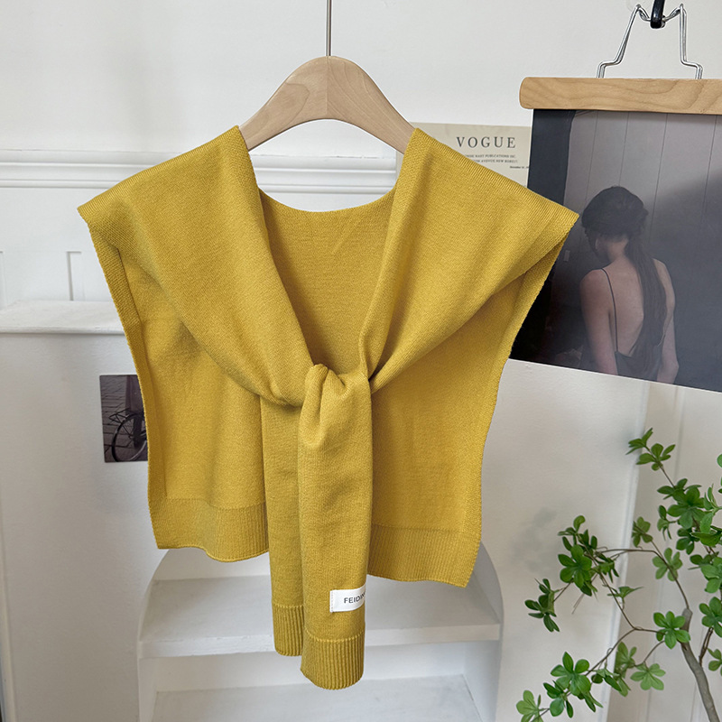 Versión coreana del chal de punto de color sólido, ropa de moda de alta gama, aire acondicionado, protección del cuello, protección solar, chaleco pequeño, bufanda cálida