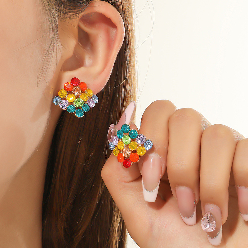 Rosa flor Stud pendientes coreano popular Comercio exterior joyería cerámica lindo pendientes anillo pendientes al por mayor
