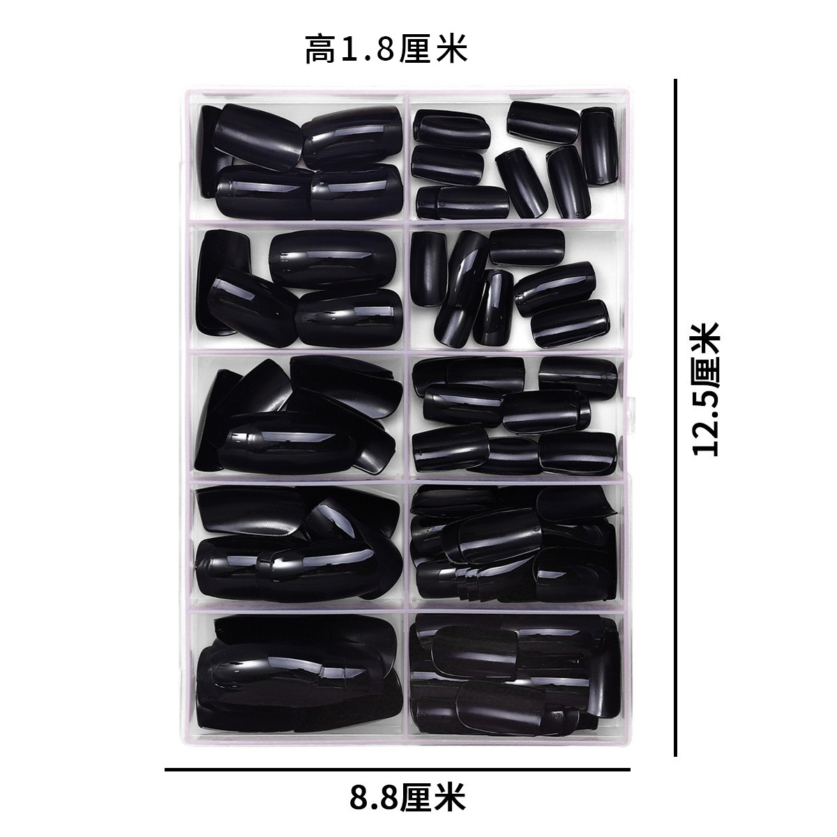 Inswind Wear Uña al por mayor color negro sólido corto cuadrado Wear Uña sensación de alto nivel de verano desmontable al por mayor