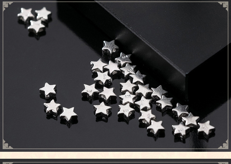 S925 Silver Pentagonal Star Beaded Bracelet with Beads DIY Handmade Beaded Material Jewelry Bracelet Necklace Accessories