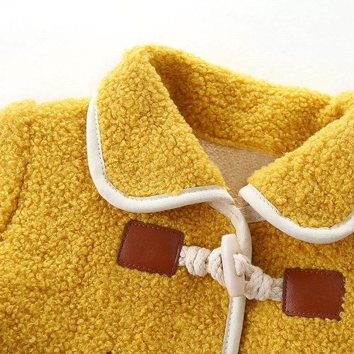 Idea Baby Girl Autumn/Winter  New Fleece Lined Thickened Lambskin Wool Coat Children's Top 9262