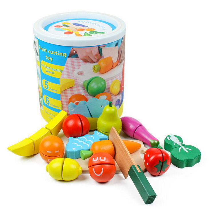 Casa de juegos para niños corte de frutas y verduras corte juguetes niños y niñas bloques de construcción magnéticos de madera cocina frutas y verduras traje