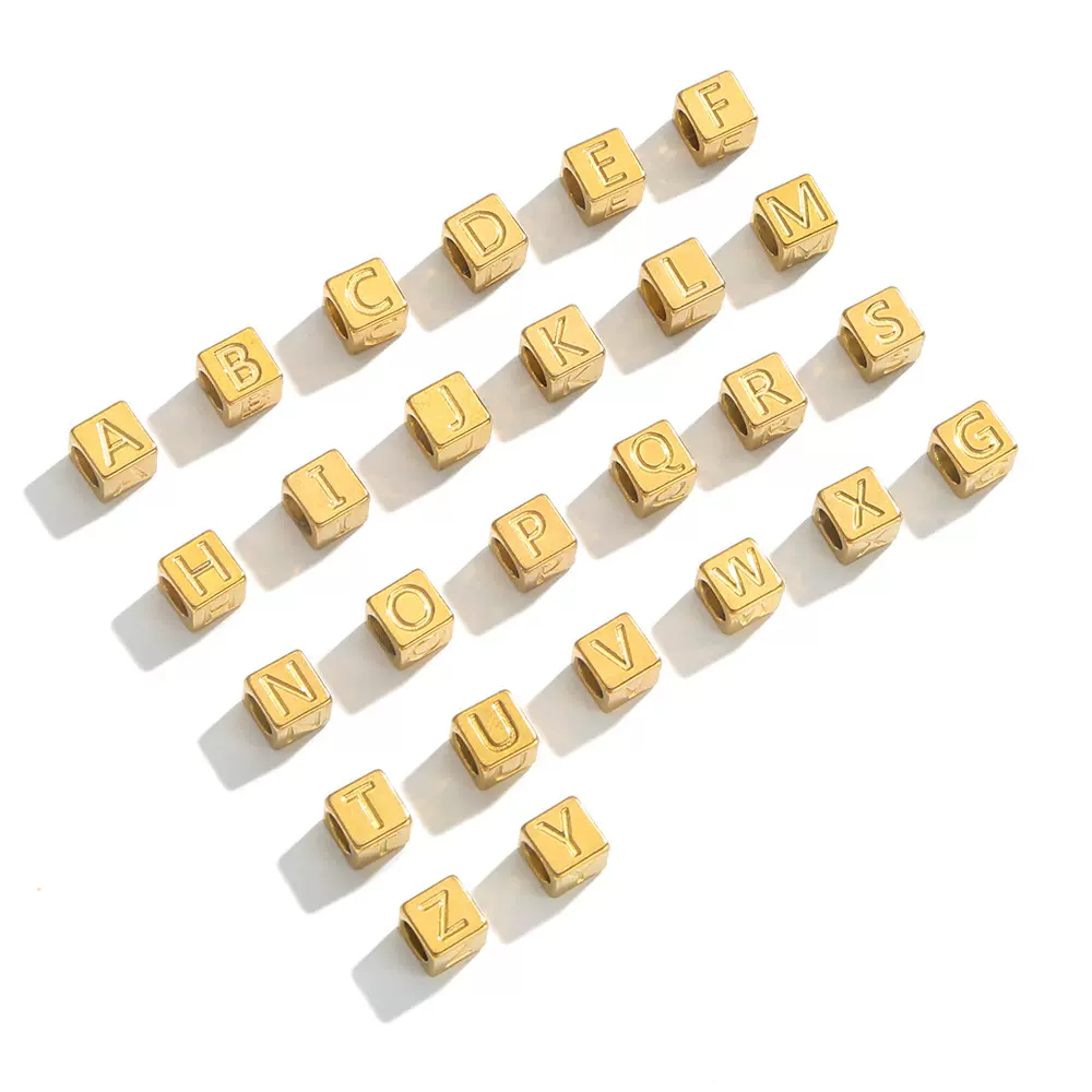 不锈钢经典26字母精致小饰品配件可爱 手工diy手链大孔串珠小配件