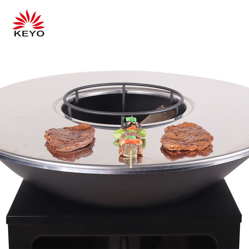 Leña vertical fuego ardiente jardín mesa de comedor barbacoa estufa de estilo europeo mesa de barbacoa estufa de calefacción firepitBBQ horno de leña