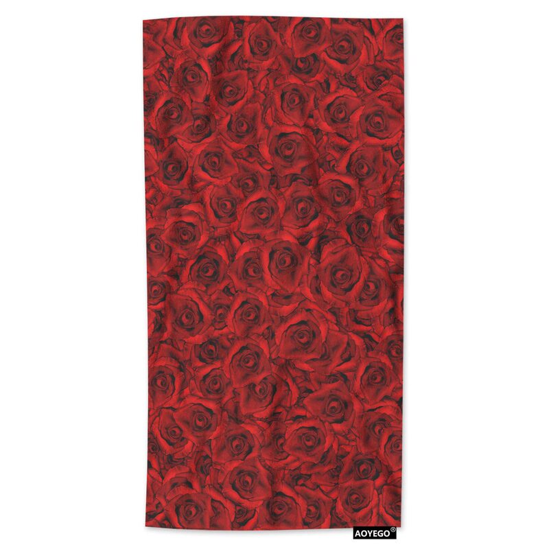 Cross-border red rose printed beach towel microfiber adult beach towel sports fitness towel factory direct sales