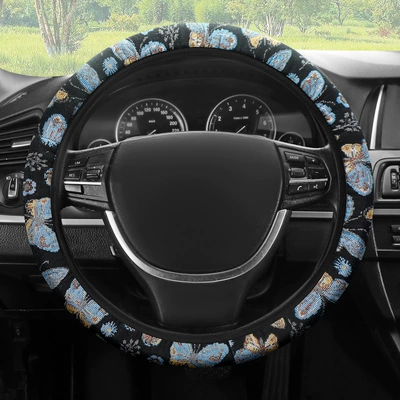 Four-Season Universal Linen Car Steering Wheel Steering wheel cover - flower-butterfly-38cm