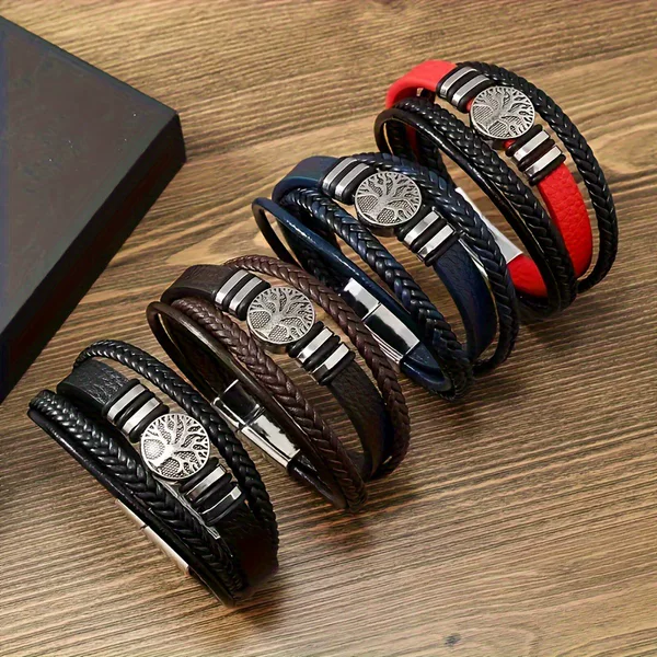 Temu's Best-Selling Tree of Life Magnetic Clasp Bracelet Black Brown Blue Red