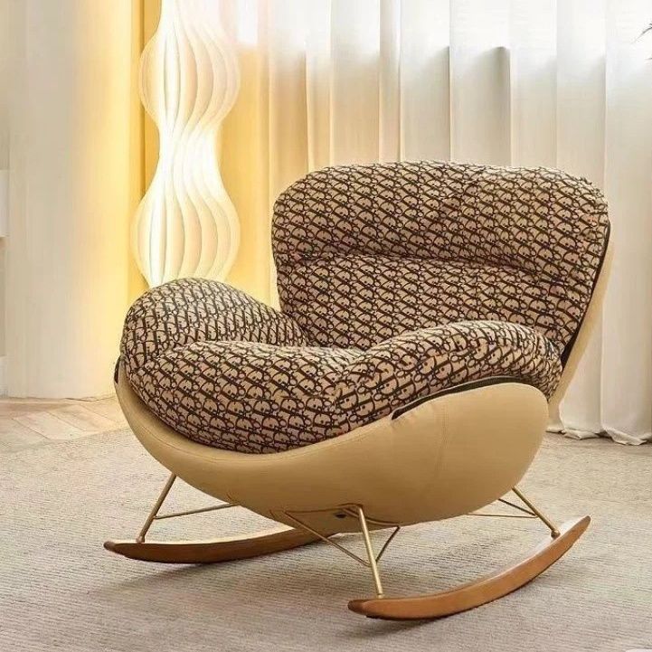 The New Eggshell Rocking Chair Is Filled with High-Velvet Design, Living Room Chair, Bedroom Chair, Removable and Washable Comfortable Chair