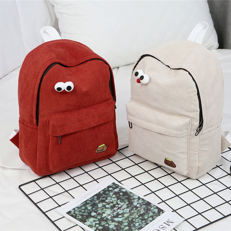 Nueva mochila femenina estudiante campus fresco mochila estudiante de secundaria estudiante lindo retro mochila de pana