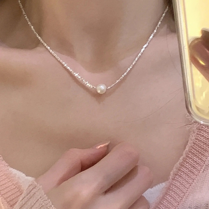 925純銀単真珠砕銀ブレスレットネックレス女性不規則ブロック手串レトロフランス超フラッシュins風|undefined