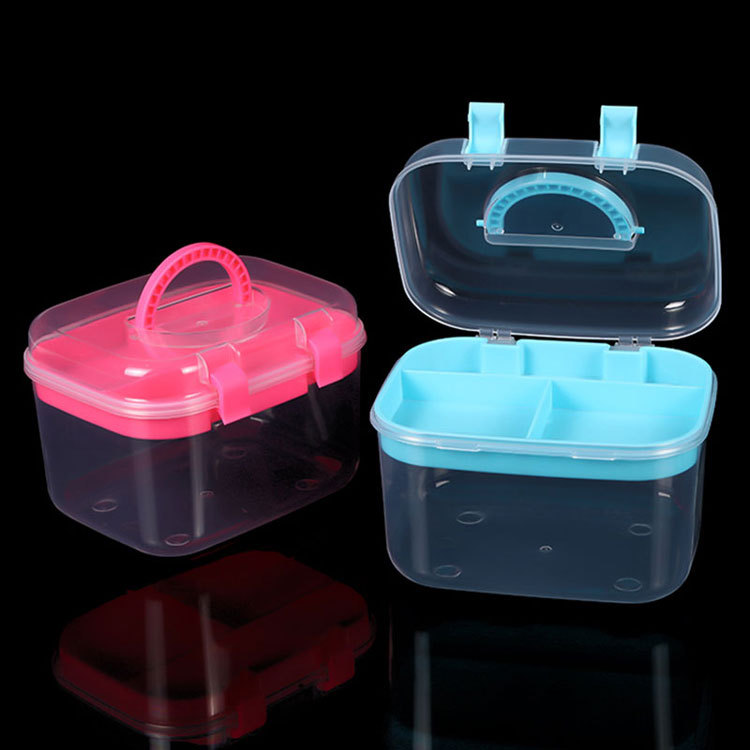 Caja de costura de doble capa 14.3*9.8*3.2CM (color al azar)