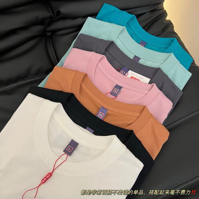 2024 New Heavyweight Mju Brand Same Style Solona Couple Round Neck Loose Short-Sleeved Colorful T-Shirt