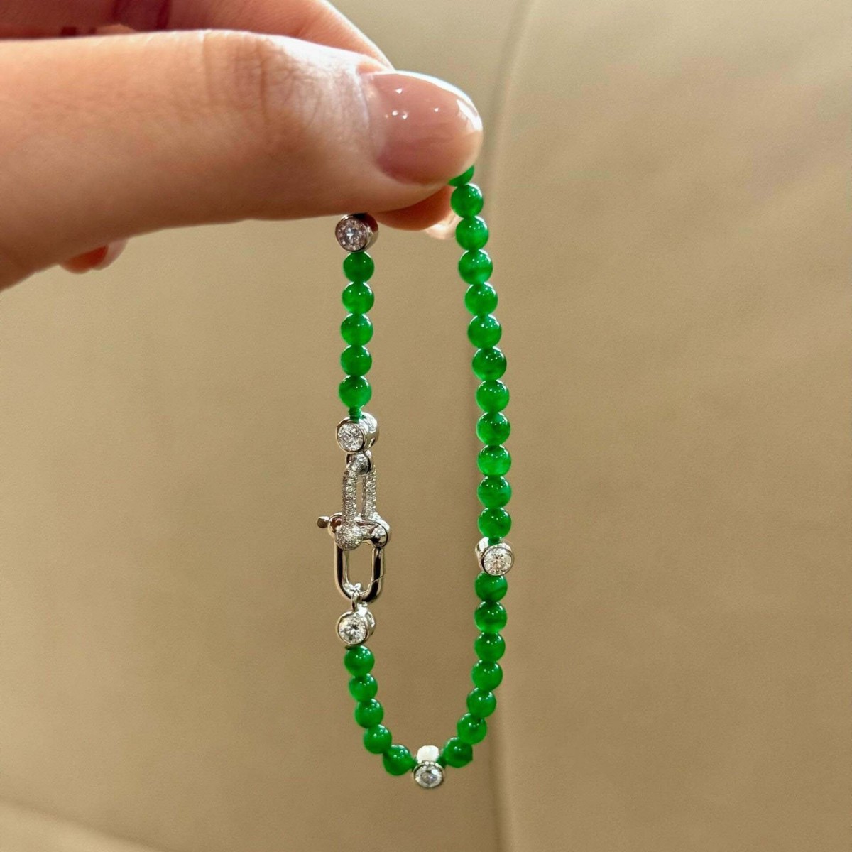 Xiaomi bead jade bracelet with horseshoe clasp, zircon spacer beads, decorative spacer beads, DIY necklace and bracelet accessories