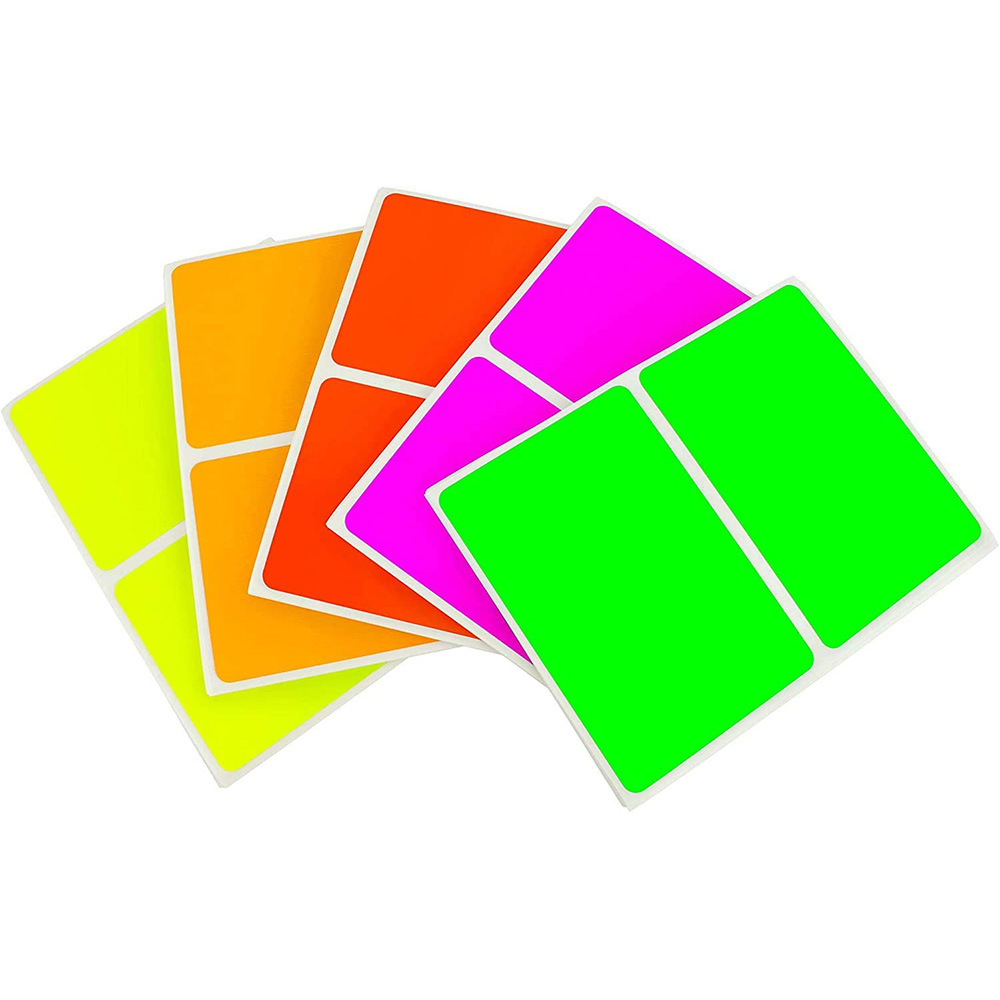 亚马逊热销荧光色矩形2*3英寸手写铜板标签自粘分类标记贴纸
